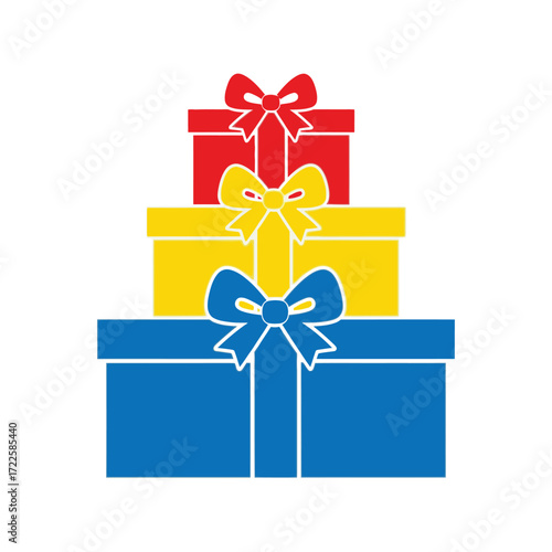 Colorful gift boxes stacked stacked celebration presents with ribbons festive surprise vector