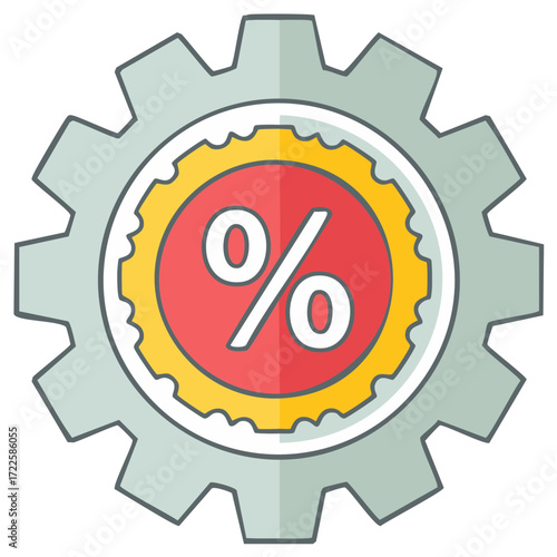 Discount Percentage inside Cog Wheel Illustration Percent Mark Finance