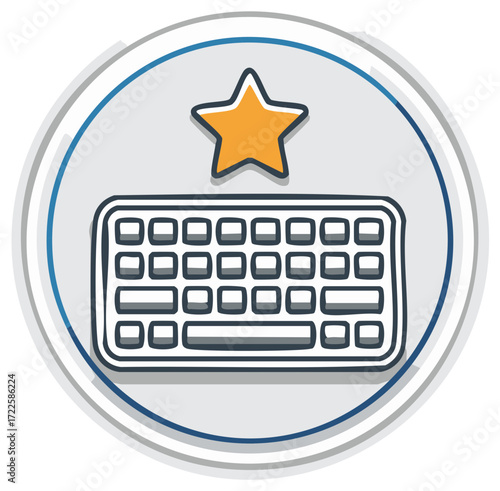 Stylized keyboard with a golden star symbol above representing top choice or favorite