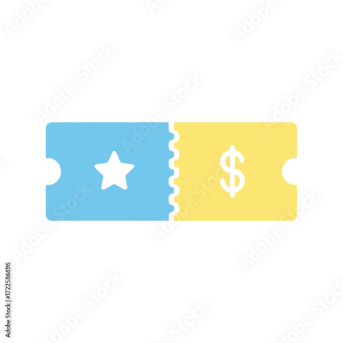 Prize winning ticket for lucky draw with star and dollar sign icon vector