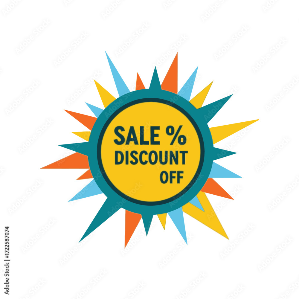 Fototapeta premium Exploding sale discount off sunburst graphic for advertising and promotions vector