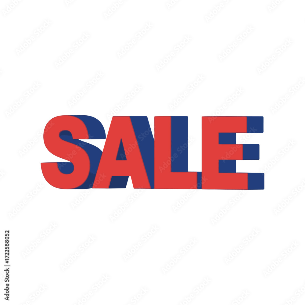 Fototapeta premium Bold red and blue 3d sale text graphic for marketing promotions vector