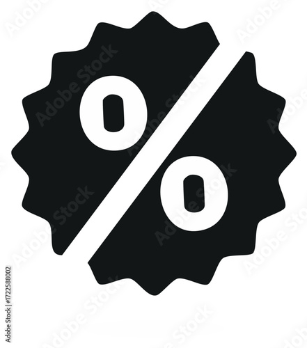 Graphic Representation of a Percent Symbol within a Serrated Circle
