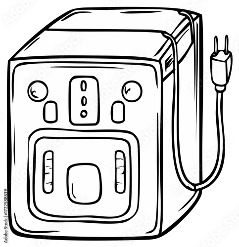 Portable power station outline vector illustration battery charger plug
