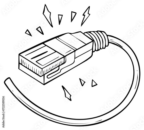 Network cable with broken connection concept illustration.