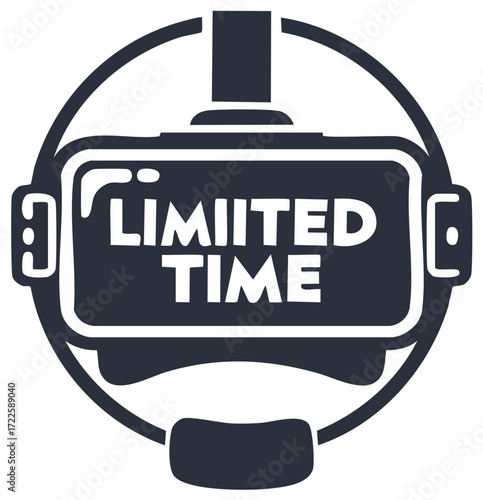 Virtual Reality Headset Icon with Limited Time Text for Promotion and Sales