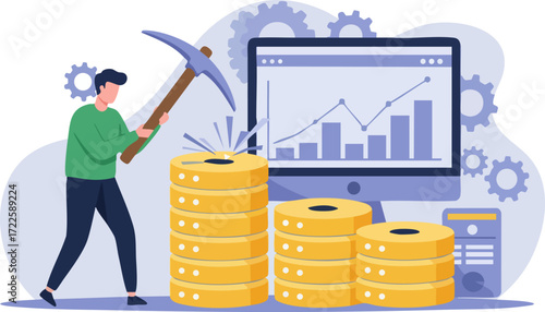 Flat Design Data Mining Illustration