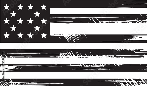 Emblem of the Stars: A striking depiction of the stars and stripes, capturing the essence of unity and heritage in a stark, graphic display. 