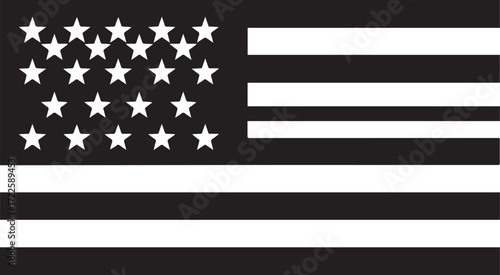 American Flag in Monochrome: A striking representation of the American flag, rendered in stark black and white, symbolizing unity and strength.