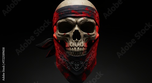 Skull with red bandana