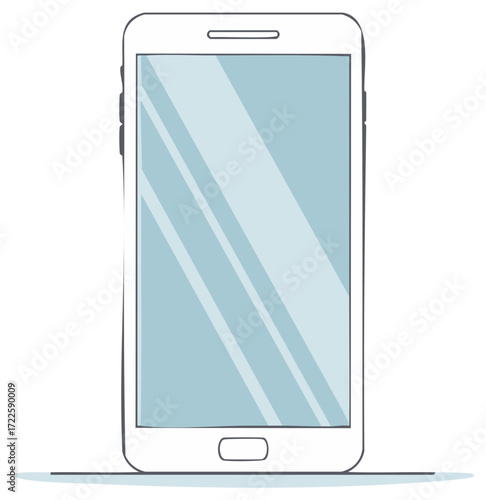 Illustration of a white mobile phone with a light blue screen