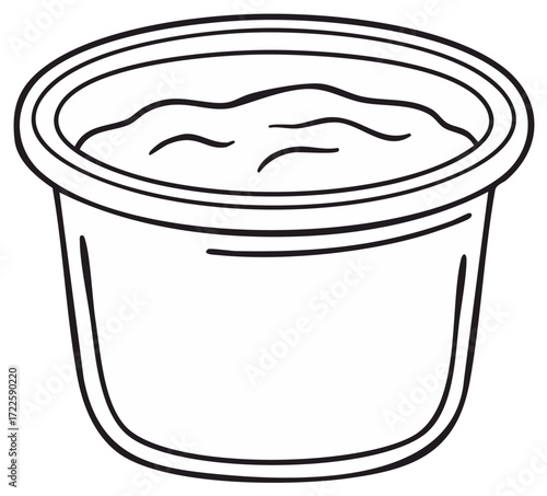 Drawn illustration of a small disposable container with dipping sauce