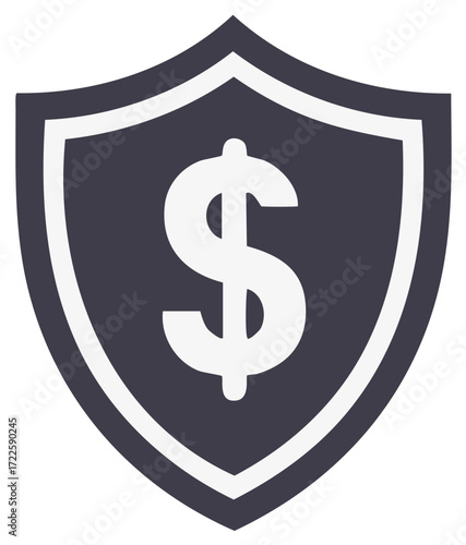 Robust shield with a prominent dollar symbol illustrating financial safety and economic security
