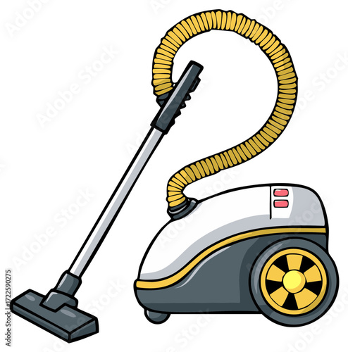 Cartoon vacuum cleaner illustration, household cleaning appliance