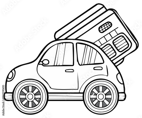 Car carrying credit card for online shopping or payment concept