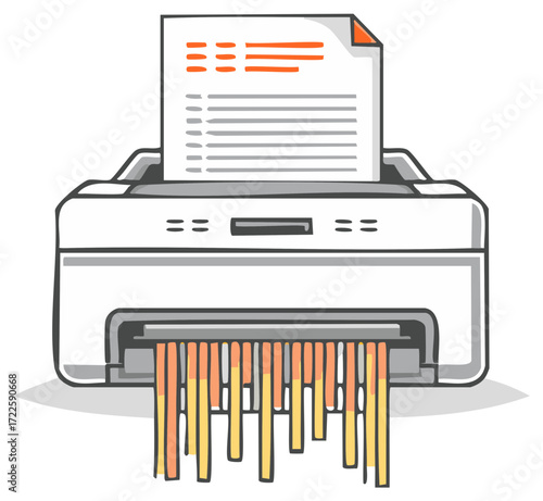 Document Shredder Destroying Confidential Paper Illustration for Data Security and Privacy