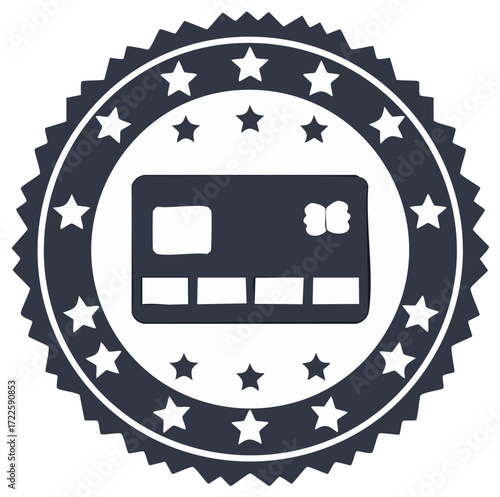 Credit Card Inside a Star Badge Emblem Symbol