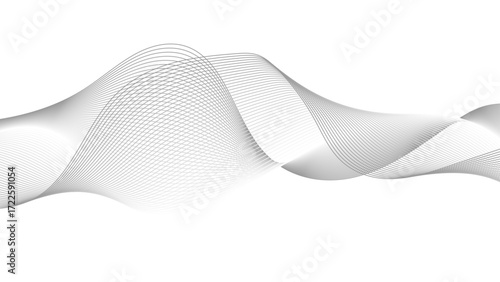 Abstract wave digital element for certificate design. Curved wavy lines design, Abstract vector black and white background with wavy lines