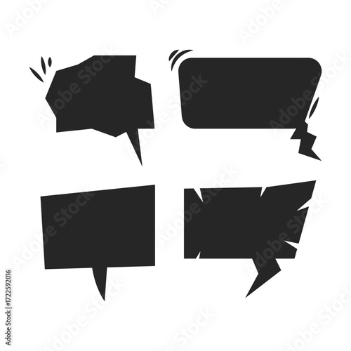 dialogue box silhouette vector set	
