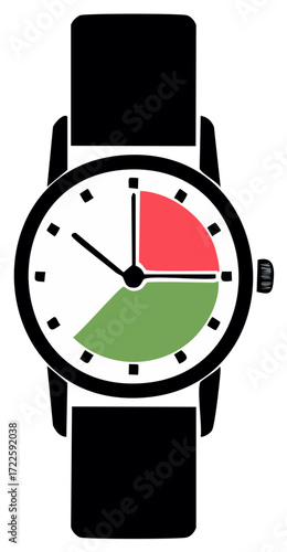 Conceptual Wristwatch Displaying Colored Segments For Time Tracking and Scheduling