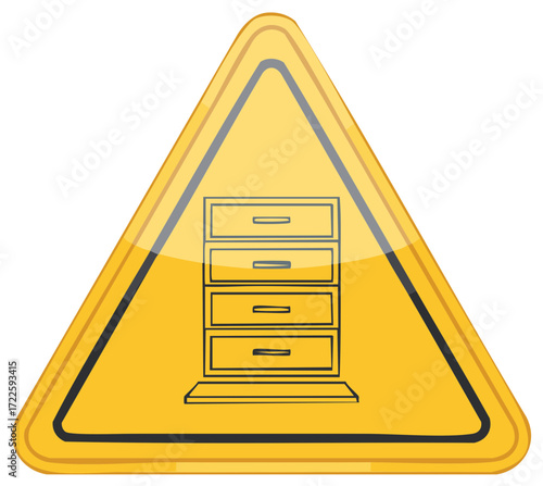Yellow Triangle Warning Sign for Furniture Safety and Tip Over Hazard