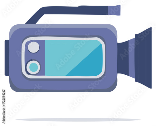 Camcorder graphic icon of video camera capturing footage and audio for media production or filmmaking