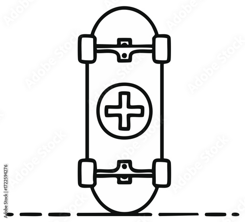 Medical symbol on skateboard vector illustration