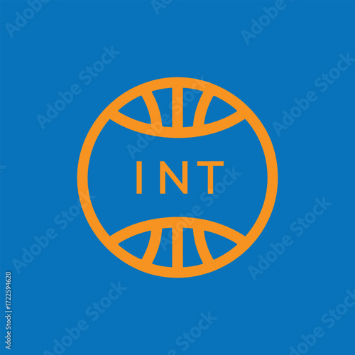 INT Basketball Company logo. INT Modern Sports logo design for entrepreneur and business. INT Team Branding best icon.
