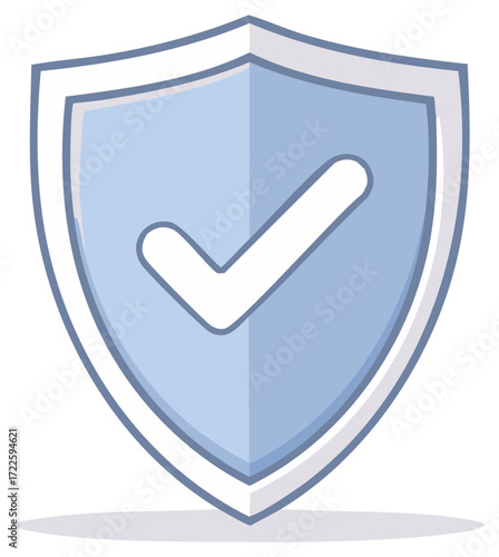 Light blue shield with white checkmark icon for security, protection, and verification.