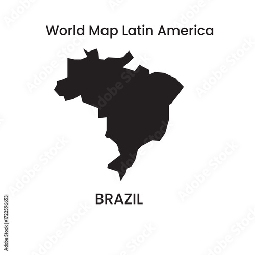 World Map Latin America Silhouette  Brazil Country Vector