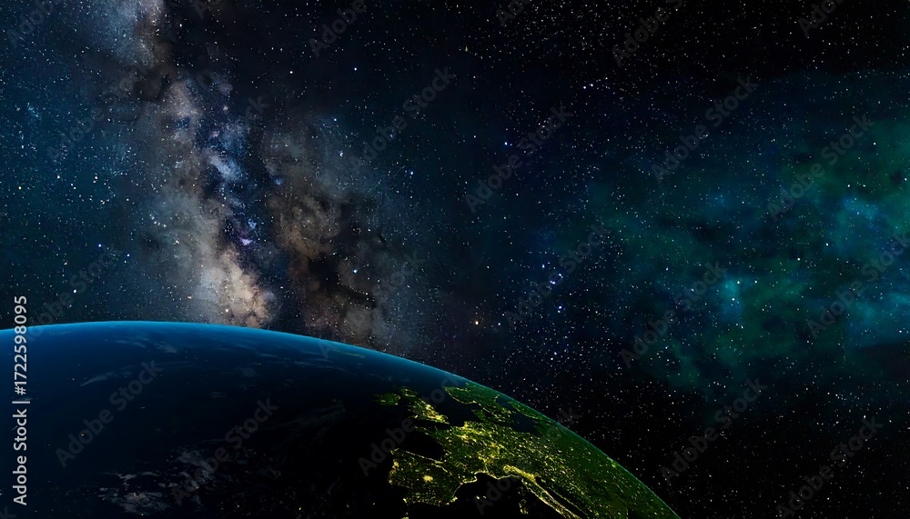 Fototapeta premium Earth and Milky Way Galaxy.