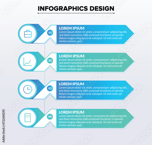 Modern infographics design with arrow shape isolated on white background