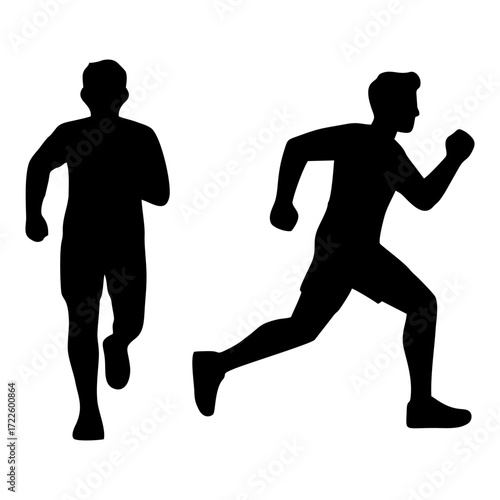 BLACK SILHOUETTE OF A RUNNING PERSON