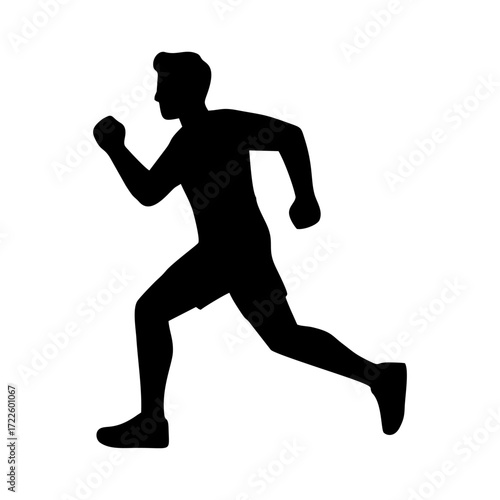 BLACK SILHOUETTE OF A RUNNING PERSON