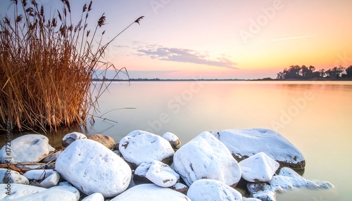 Calm winter sunset over a lake