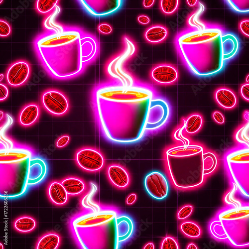 Futuristic Dark Background Coffee Mug Pattern Vector Friendly