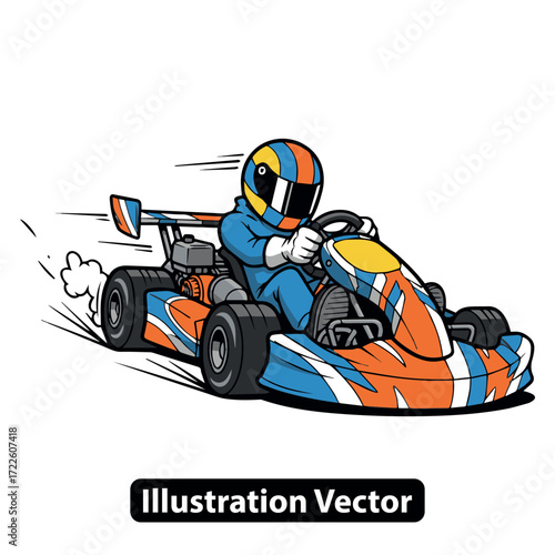 Fast Kart Racer Go-Karting Illustration Vector