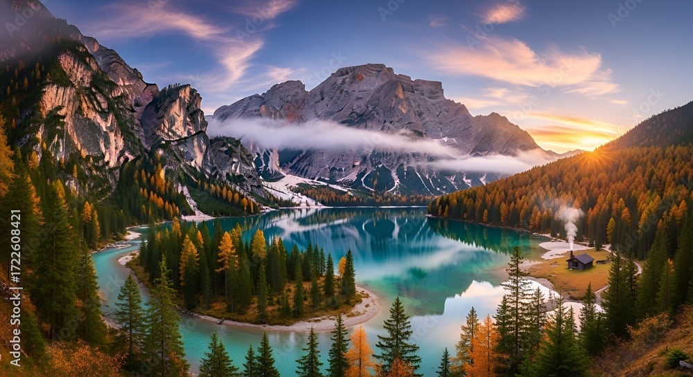 Fototapeta premium sunrise over the lake