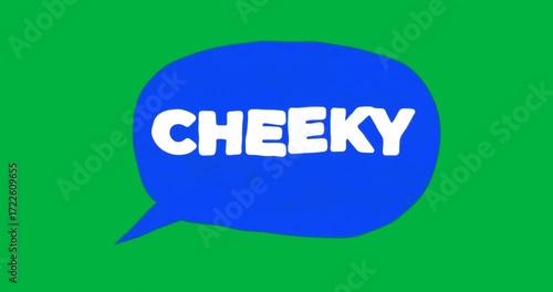 Graphic designers placing speech bubble on transparent background, showing bold CHEEKY text