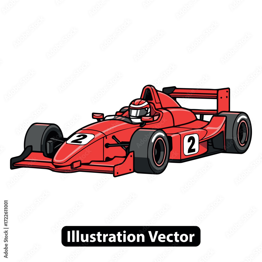 Naklejka premium Red Formula Race Car Vector Illustration