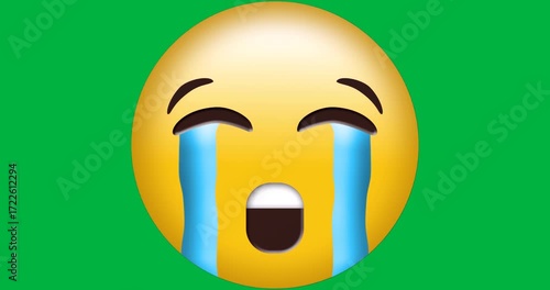 Marketing teams using crying emoji face showing shading and blue tears on transparent background