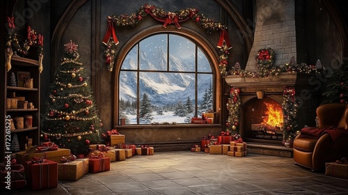 Rustic Santa's Workshop: Christmas Interior in a Rural Setting cozy living room decorated