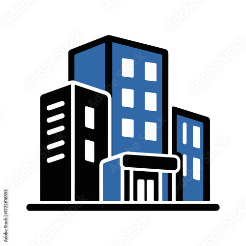 Modern Office Buildings in a Cityscape Illustration