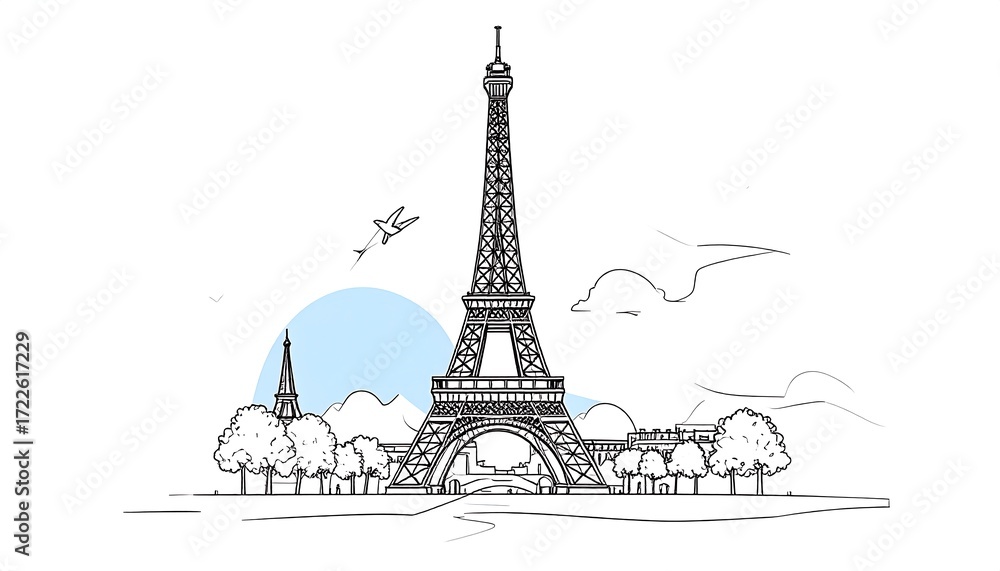 Obraz premium Line drawing of the Eiffel Tower