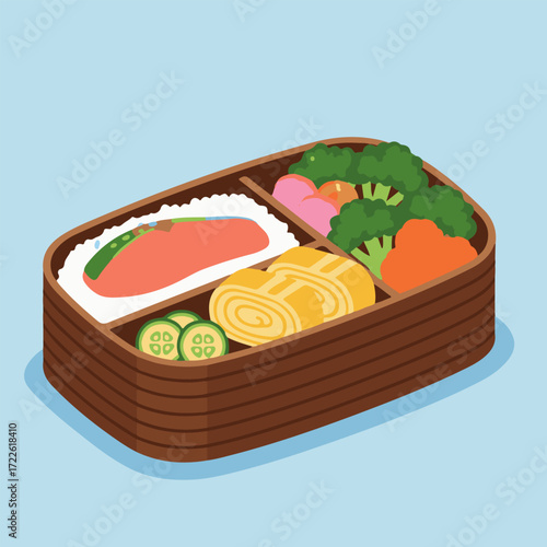Delicious Bento Box Illustration A Nutritious Meal On The Go