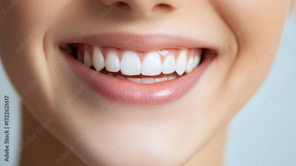 Obraz premium Happy young Caucasian woman smiling in indoor studio