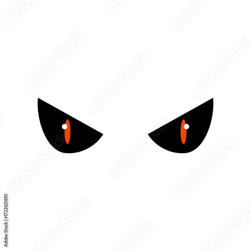 Creepy staring evil eyes. Horror, halloween, danger, scary concepts. Flat vector design isolated illustration.