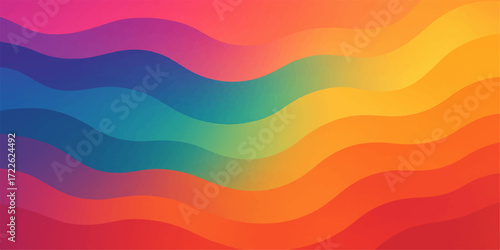 A bright, colorful vector illustration of a rainbow spectrum with a seamless wave pattern