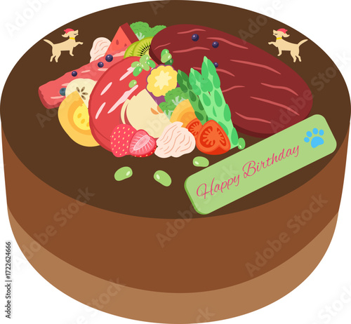 Healthy Dog Birthday Cake with Venison and Fruits — Natural and Colorful Design