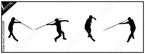 Silhouette of javelin throw isolated on white background. Vector illustration.